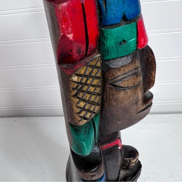 aztec wooden carved wood painted totem - Picture 11 of 13